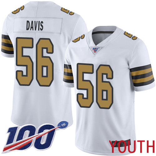 New Orleans Saints Limited White Youth DeMario Davis Jersey NFL Football #56 100th Season Rush Vapor Untouchable Jersey->women nfl jersey->Women Jersey